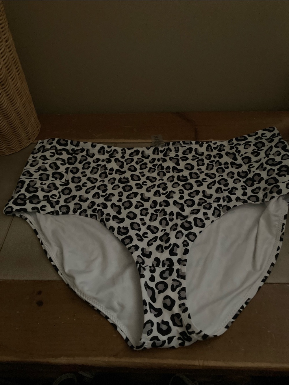 KIAVA White Bikini Bottoms with Black Leopard Print
